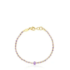 Pulsera bolas con baño de oro 18 kt sobre plata y amatista Basic Colors^TOUS Clearance