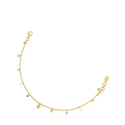 Pulsera cadena con baño de oro de 18 kt sobre plata, perlas cultivadas y gemas Grain^TOUS Clearance