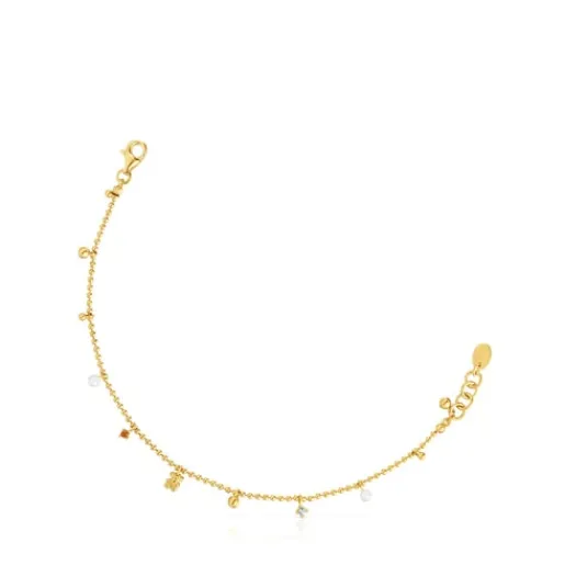 Pulsera cadena con baño de oro de 18 kt sobre plata, perlas cultivadas y gemas Grain^TOUS Clearance