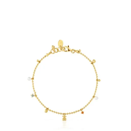 Pulsera cadena con baño de oro de 18 kt sobre plata, perlas cultivadas y gemas Grain^TOUS Clearance