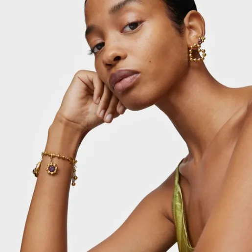 Pulsera cadena con baño de oro 18 kt sobre plata y motivos colgantes con gemas Sugar Party^TOUS New