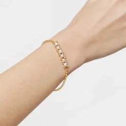 Pulsera cadena con baño de oro de 18 kt sobre plata y perlas cultivadas Gloss^TOUS Discount