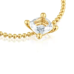 Pulsera cadena con detalles en baño de oro 18 kt sobre plata y cuarzo cristal de roca Color White^TOUS Online