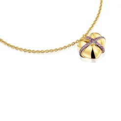 Pulsera cadena corazón con baño de oro 18 kt sobre plata y rodolita Lligat^TOUS Discount