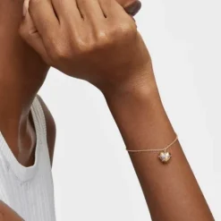 Pulsera cadena corazón con baño de oro 18 kt sobre plata y rodolita Lligat^TOUS Discount