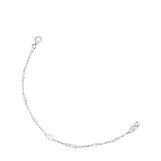 Pulsera cadena de plata, perlas cultivadas y detalle oso Sweet Dolls^TOUS