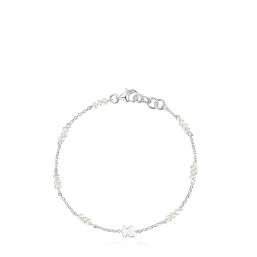 Pulsera cadena de plata, perlas cultivadas y detalle oso Sweet Dolls^TOUS