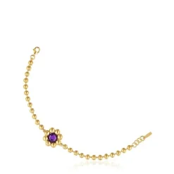 Pulsera cadena flor con baño de oro 18 kt sobre plata y amatista Sugar Party^TOUS Online