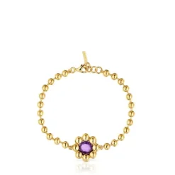 Pulsera cadena flor con baño de oro 18 kt sobre plata y amatista Sugar Party^TOUS Online
