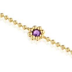 Pulsera cadena flor con baño de oro 18 kt sobre plata y amatista Sugar Party^TOUS Online