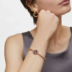 Pulsera cadena flor con baño de oro 18 kt sobre plata y amatista Sugar Party^TOUS Online