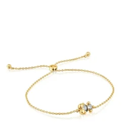 Pulsera cadena motivo oso con baño de oro 18 kt sobre plata y espinela verde creada en laboratorio 8 mm Color Bear LGG^TOUS Sale