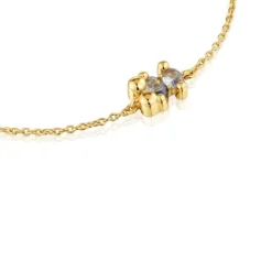 Pulsera cadena motivo oso con baño de oro 18 kt sobre plata y espinela verde creada en laboratorio 8 mm Color Bear LGG^TOUS Sale