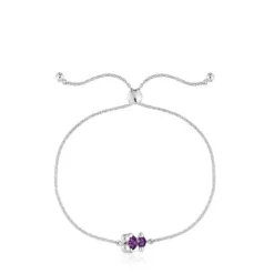 Pulsera cadena motivo oso de y zafiro lila creado en laboratorio Color Bear LGG^TOUS Discount