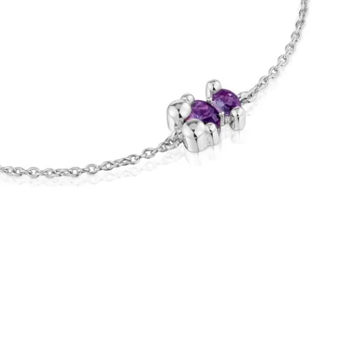 Pulsera cadena motivo oso de y zafiro lila creado en laboratorio Color Bear LGG^TOUS Discount