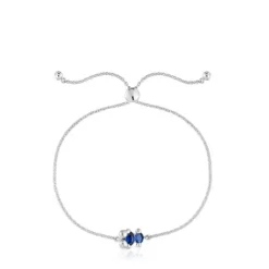 Pulsera cadena motivo oso de y zafiro azul creado en laboratorio Color Bear LGG^TOUS New
