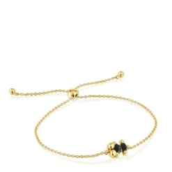 Pulsera cadena motivo oso con baño de oro 18 kt sobre plata y ónix Color Bear^TOUS Outlet