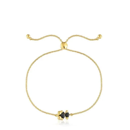 Pulsera cadena motivo oso con baño de oro 18 kt sobre plata y ónix Color Bear^TOUS Outlet