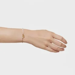 Pulsera cadena oso con baño de oro sobre plata, perlas cultivadas y peridoto Bold Bear^TOUS Best