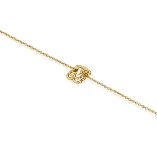 Pulsera cadena oso triple con baño de oro 18 kt sobre plata Bickie^TOUS Best