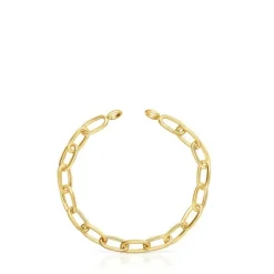 Pulsera cadena XL con baño de oro 18 kt sobre plata Hold Oval^TOUS Sale