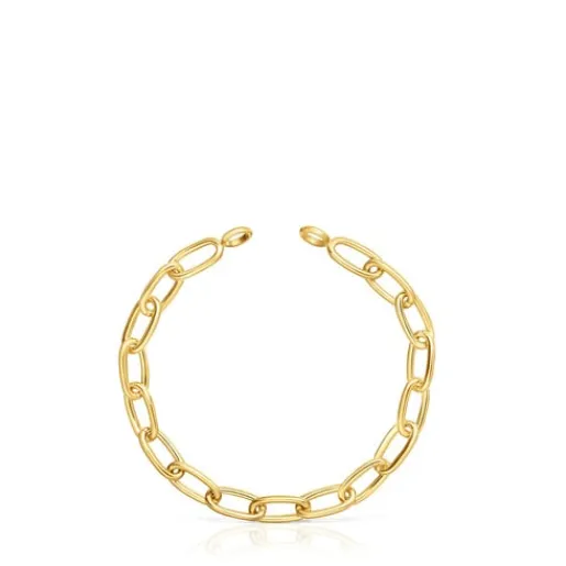Pulsera cadena XL con baño de oro 18 kt sobre plata Hold Oval^TOUS Sale