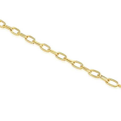 Pulsera cadena XL con baño de oro 18 kt sobre plata Hold Oval^TOUS Sale