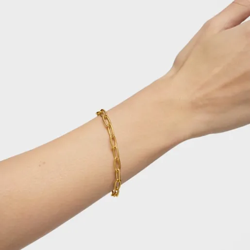 Pulsera cadena XL con baño de oro 18 kt sobre plata Hold Oval^TOUS Sale