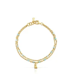 Pulsera con baño de oro 18 kt sobre plata y amazonita Bold Bear^TOUS Discount