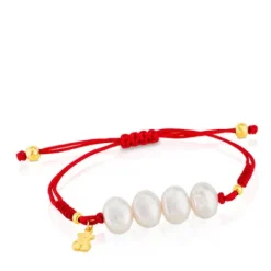 Pulsera con baño de oro 18 kt sobre plata y perlas cultivadas Nudos^TOUS Sale