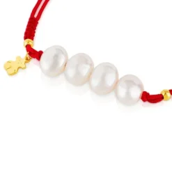 Pulsera con baño de oro 18 kt sobre plata y perlas cultivadas Nudos^TOUS Sale