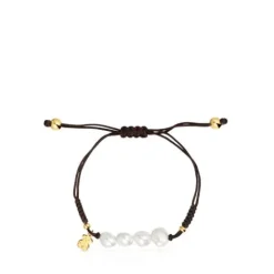 Pulsera con baño de oro 18 kt sobre plata y perlas cultivadas Nudos^TOUS