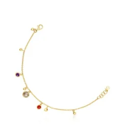 Pulsera con baño de oro 18 kt sobre plata, motivos y gemas Plump^TOUS Sale