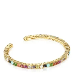 Pulsera con baño de oro 18 kt sobre plata y gemas Straight Color^TOUS Sale