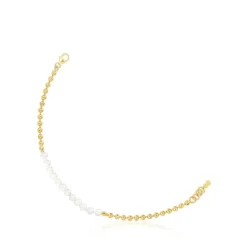Pulsera con baño de oro 18 kt sobre plata y perlas Gloss^TOUS Clearance