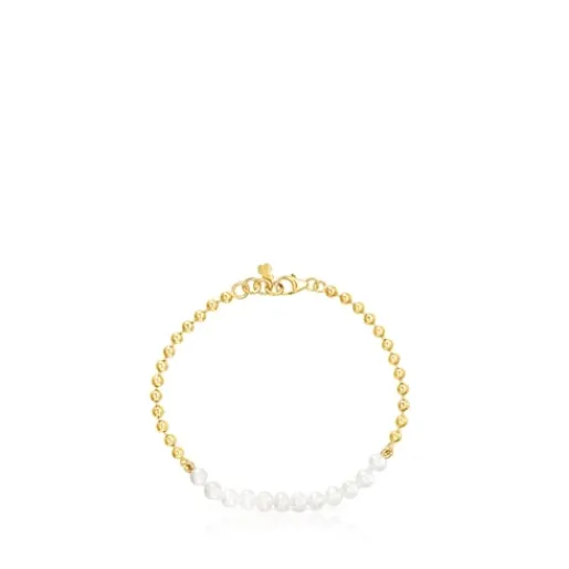 Pulsera con baño de oro 18 kt sobre plata y perlas Gloss^TOUS Clearance