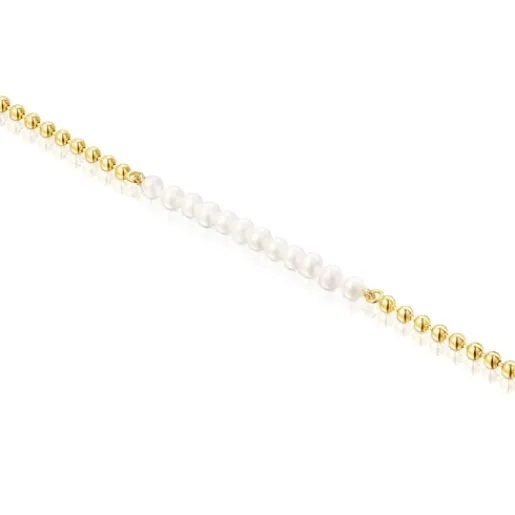 Pulsera con baño de oro 18 kt sobre plata y perlas Gloss^TOUS Clearance