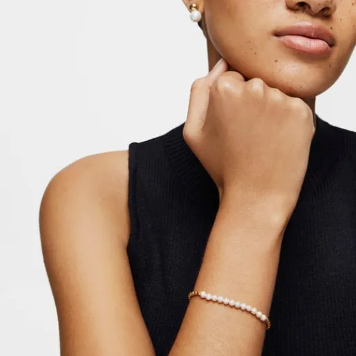 Pulsera con baño de oro 18 kt sobre plata y perlas Gloss^TOUS Clearance