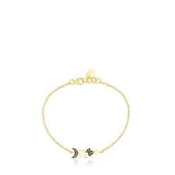 Pulsera con baño de oro 18 kt sobre plata y motivos de diamantes Nocturne^TOUS Online