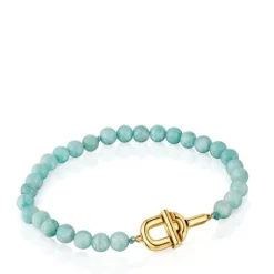 Pulsera con baño de oro 18 kt sobre plata y amazonitas MANIFESTO^TOUS Hot