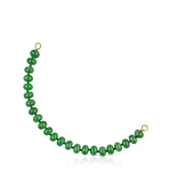 Pulsera con baño de oro 18 kt sobre plata y cuarzita verde Hold Oval^TOUS Online