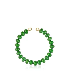 Pulsera con baño de oro 18 kt sobre plata y cuarzita verde Hold Oval^TOUS Online