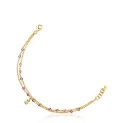 Pulsera con baño de oro 18 kt sobre plata y amatista Bold Bear^TOUS Clearance