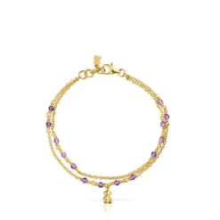 Pulsera con baño de oro 18 kt sobre plata y amatista Bold Bear^TOUS Clearance