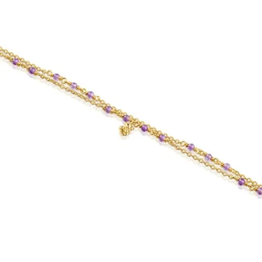 Pulsera con baño de oro 18 kt sobre plata y amatista Bold Bear^TOUS Clearance