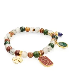 Pulsera con baño de oro 18 kt sobre plata y ágatas Good Vibes^TOUS Discount