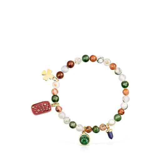 Pulsera con baño de oro 18 kt sobre plata y ágatas Good Vibes^TOUS Discount