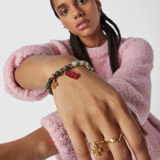 Pulsera con baño de oro 18 kt sobre plata y ágatas Good Vibes^TOUS Discount