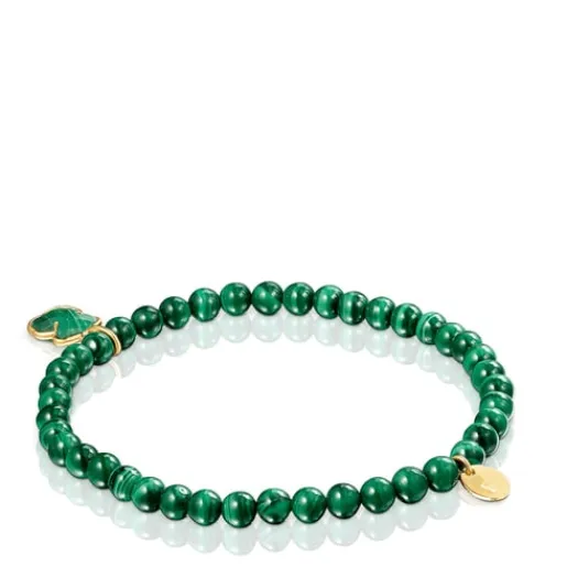 Pulsera con baño de oro 18 kt sobre plata y malaquita Icon Color^TOUS Discount