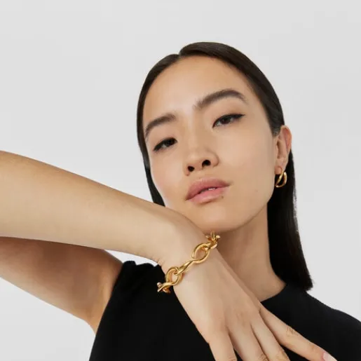 Pulsera con baño de oro 18 kt sobre plata Bent^TOUS Outlet
